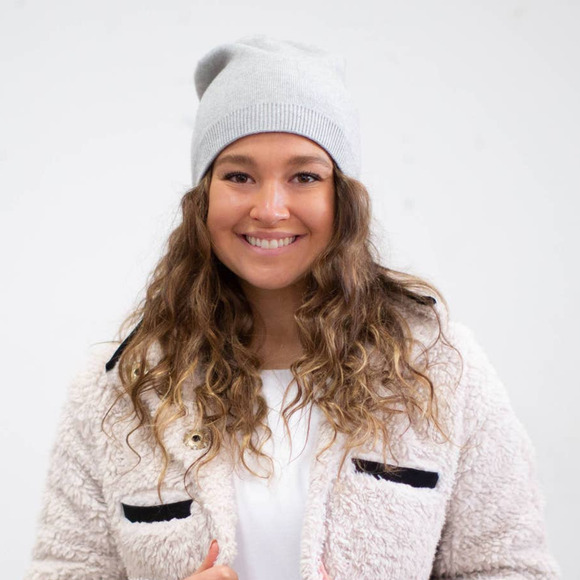 Light Heather Grey Cashmere Blend Beanie - Picture 3 of 4